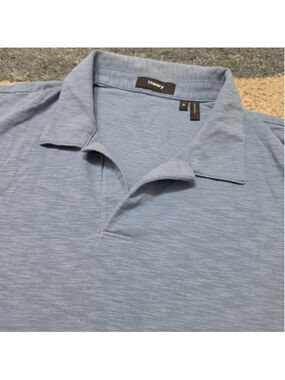 Theory Polo Shirt Mens XL Blue Jonny Collar Minimalist Luxury Cotton